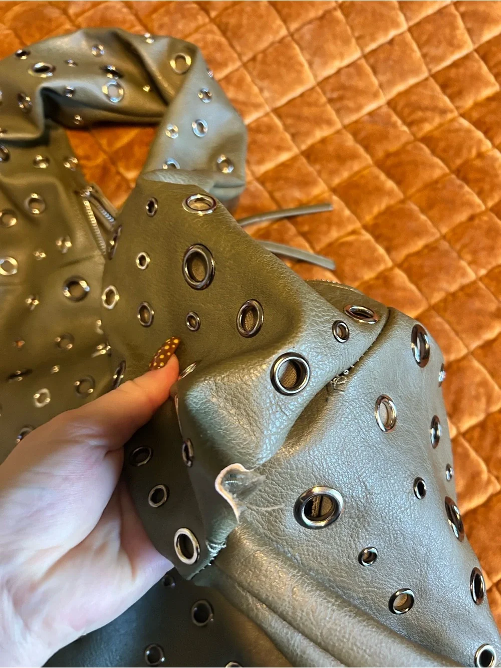 Free People Grommet Hobo Shoulder Bag in Sage Green